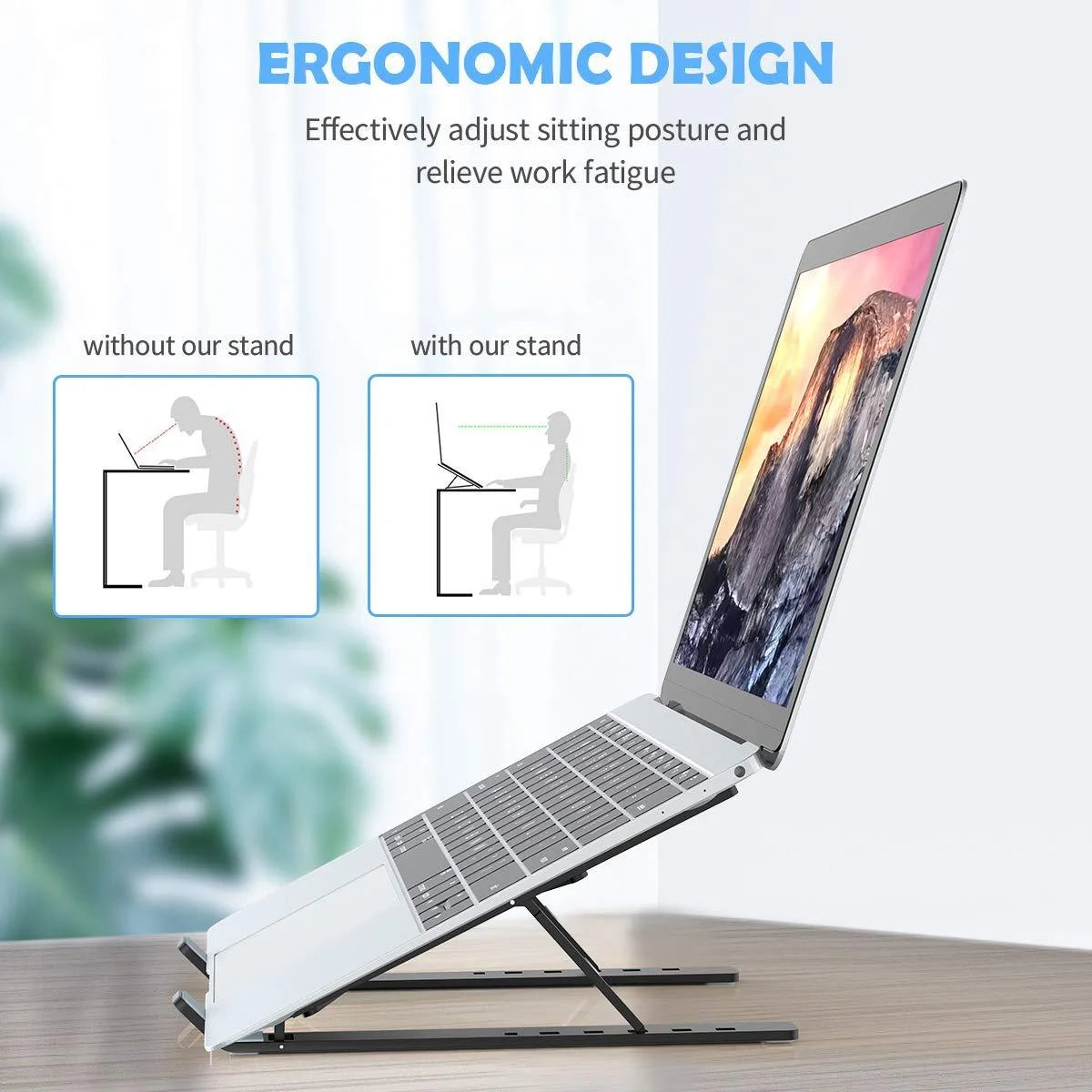 Adjustable ergonomic laptop stand
