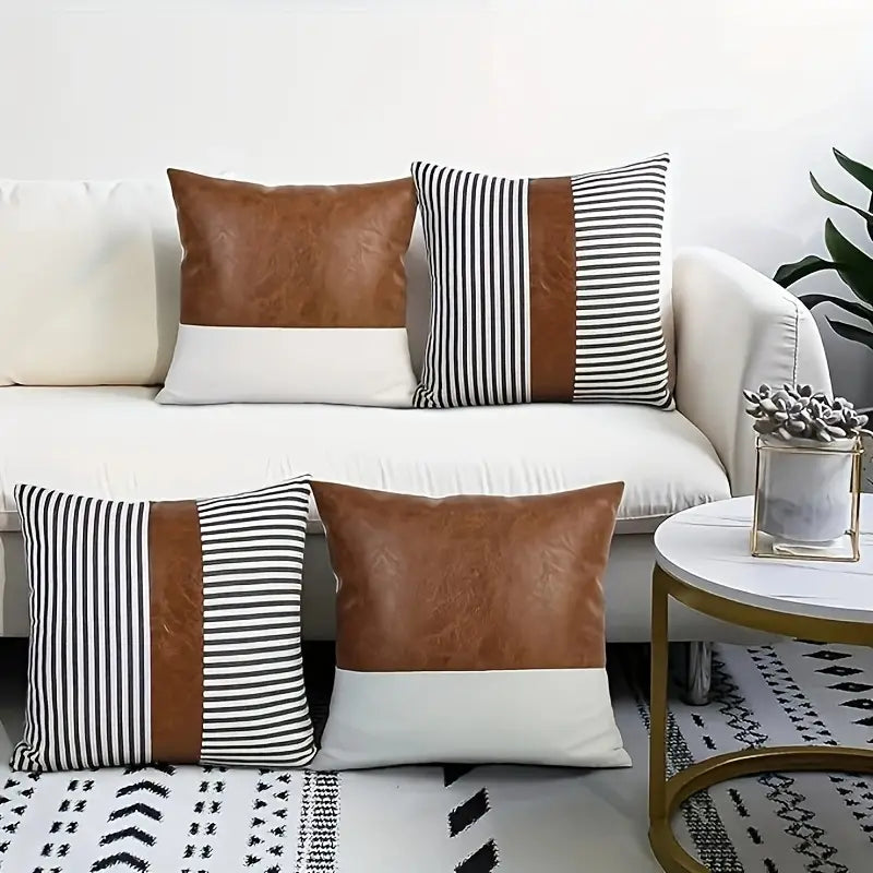 Luxury leather & cotton pillow covers
