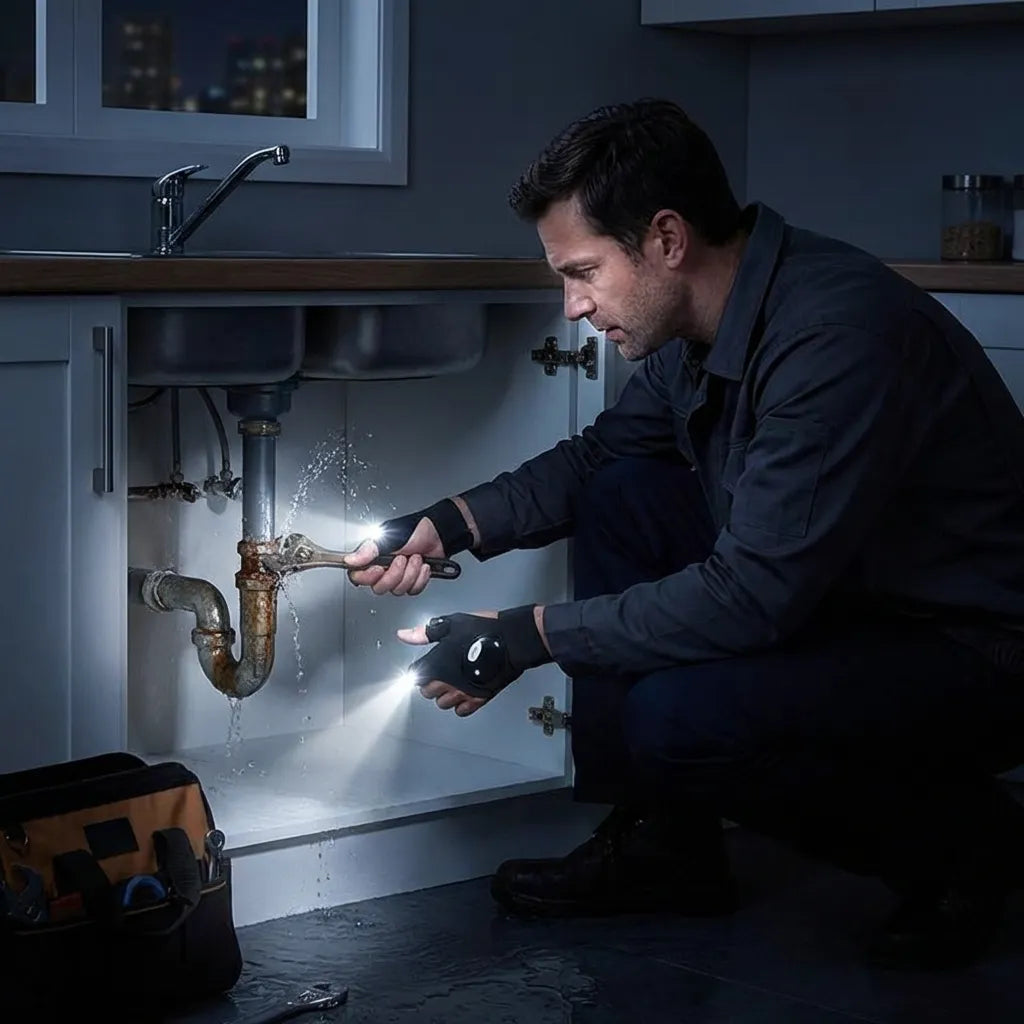 LED Flashlight Work Gloves