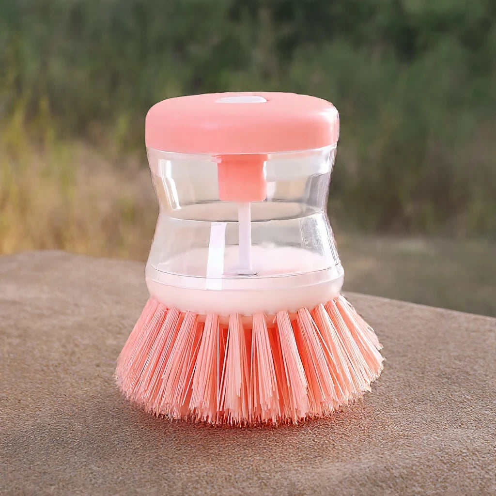 Soap-dispensing scrub brush
