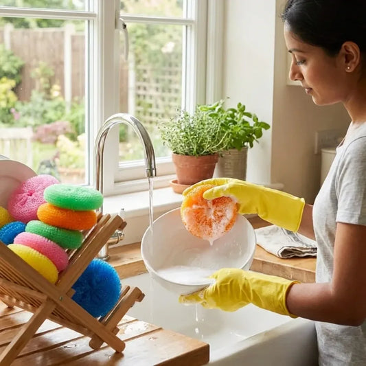 2629 plastic scrubber round nylon scrubbers (pack of 12) - home & kitchen
