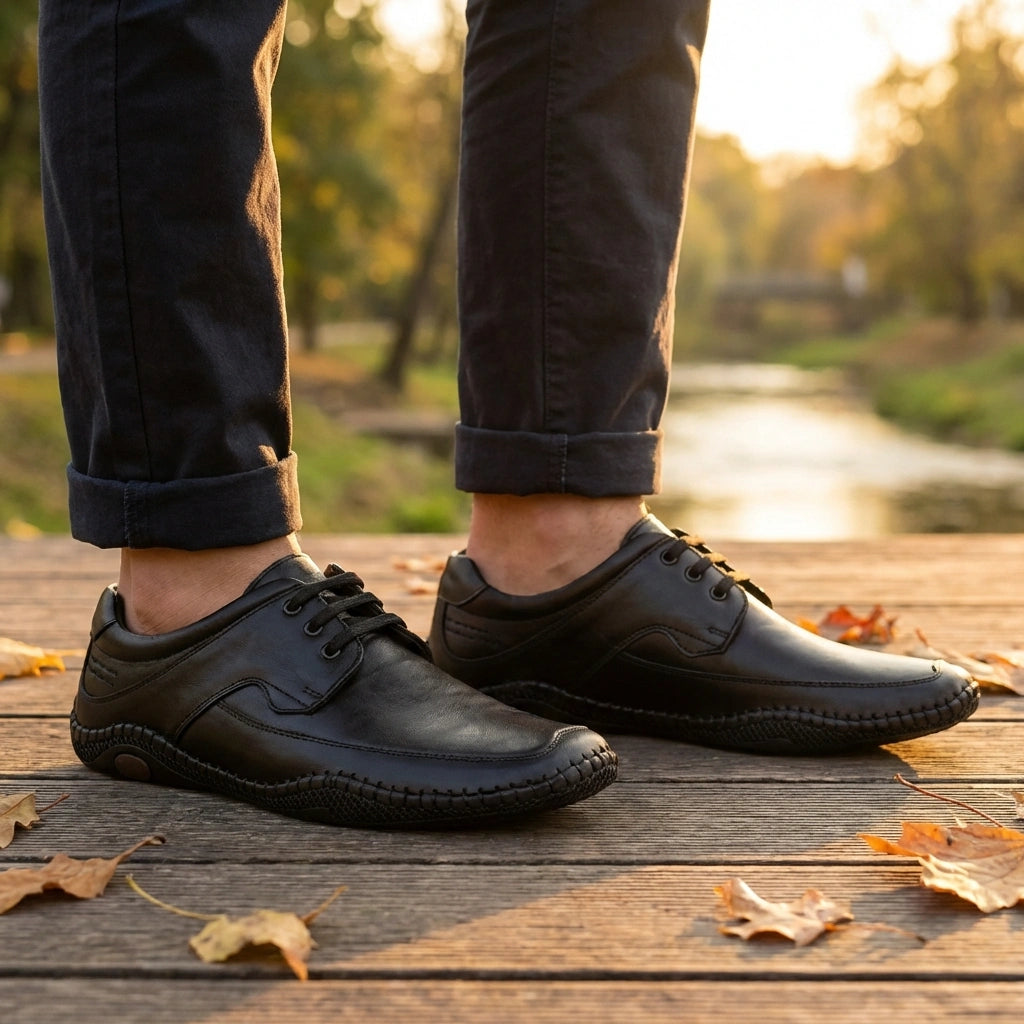 Roman Black Sandals For Men