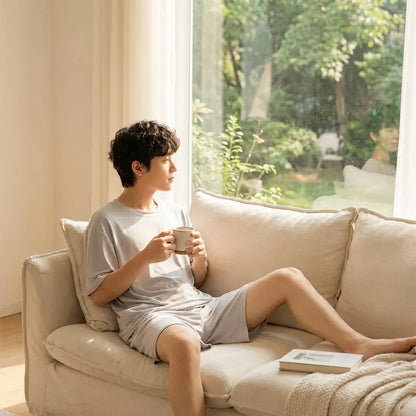 Solid Couple T-Shirt & Shorts Set