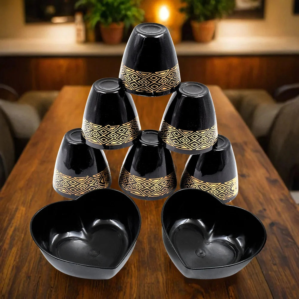 Snake-themed bowl & glass set