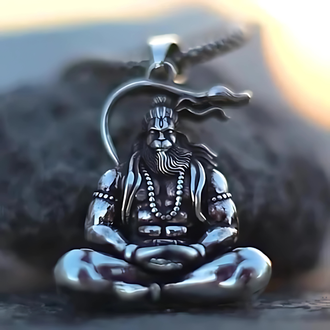 Hanuman Silver Locket With Chain