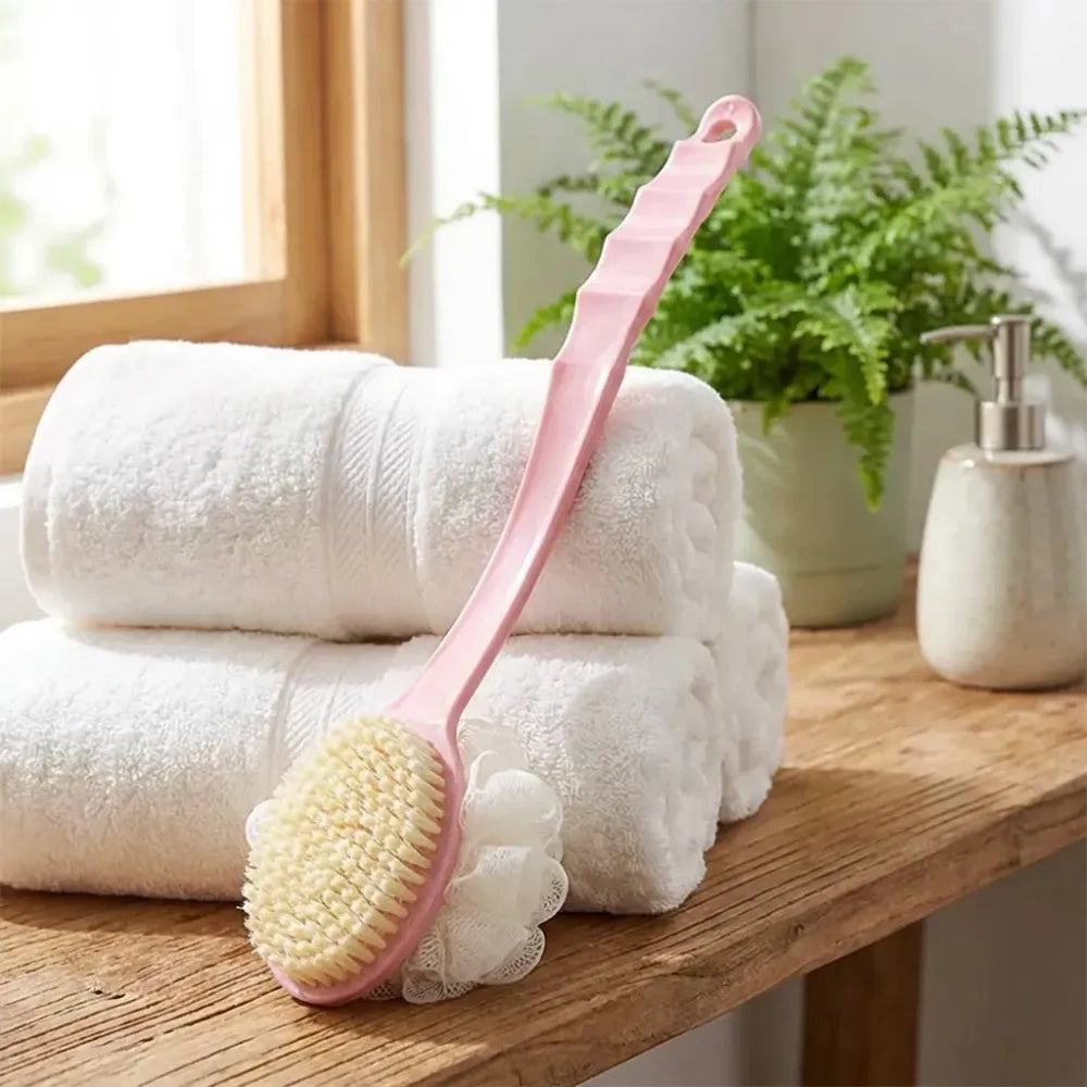 2in1 bath brush with long handle - face & body care