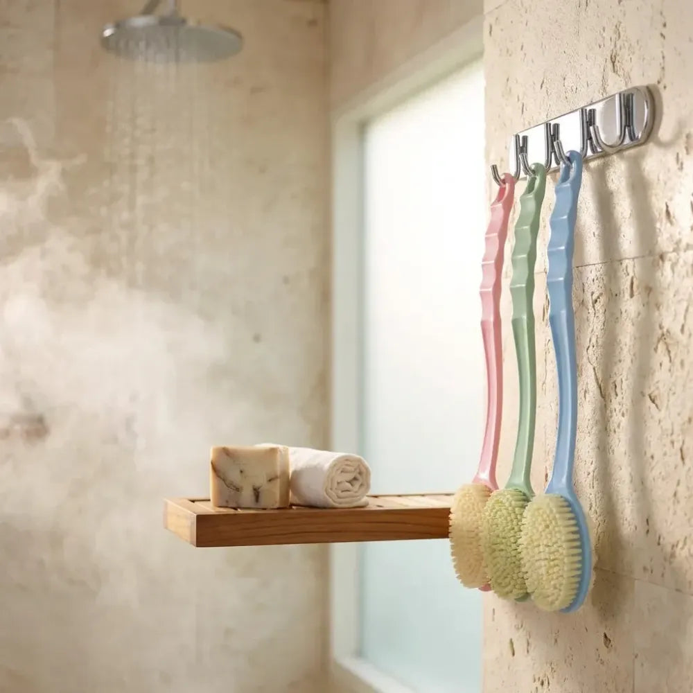 2in1 bath brush with long handle - face & body care