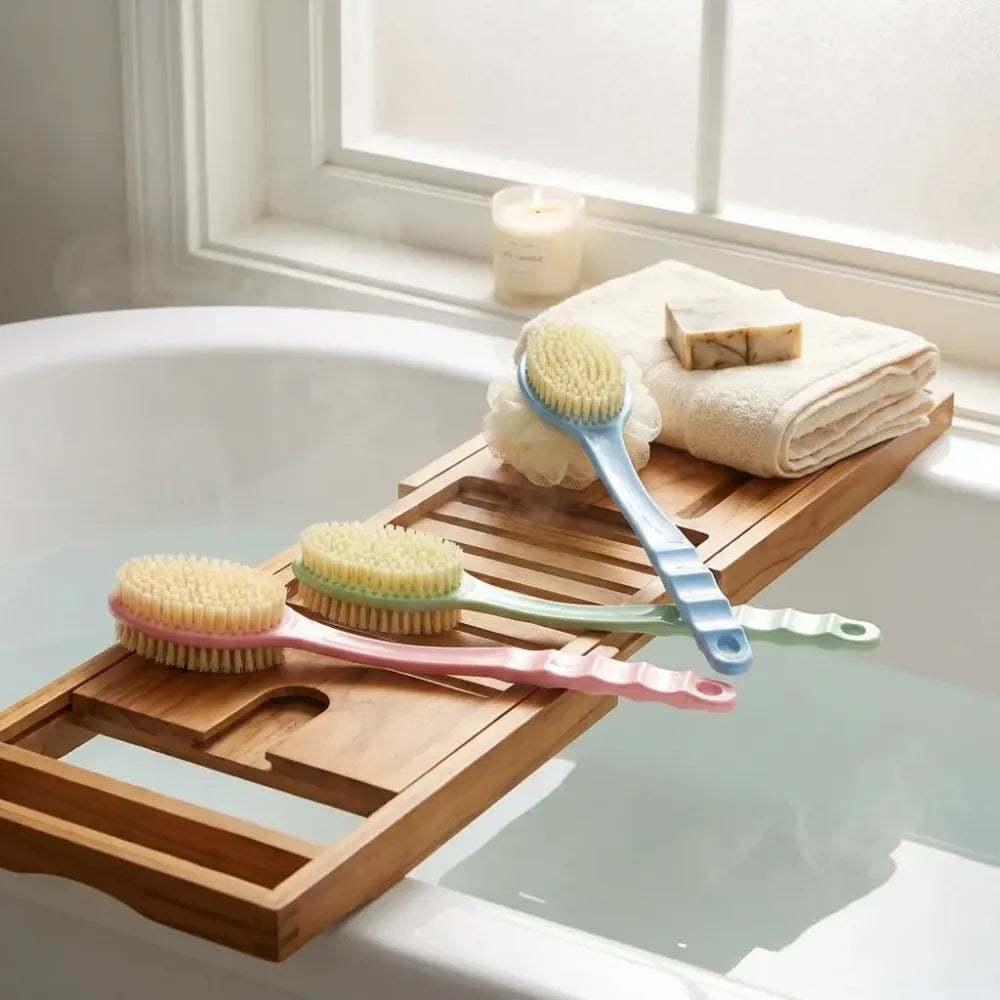 2in1 bath brush with long handle - face & body care