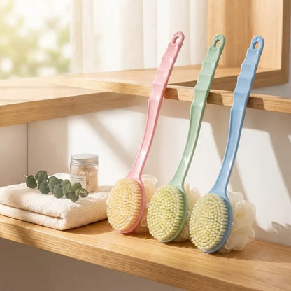 2in1 bath brush with long handle - face & body care