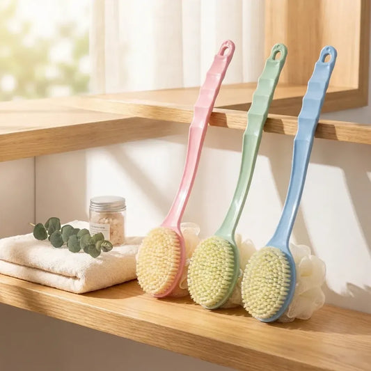 2in1 bath brush with long handle - face & body care