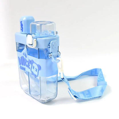 2in1 dual compartment water bottle with straw and adjustable shoulder straps (1 pc multi color) - home & kitchen