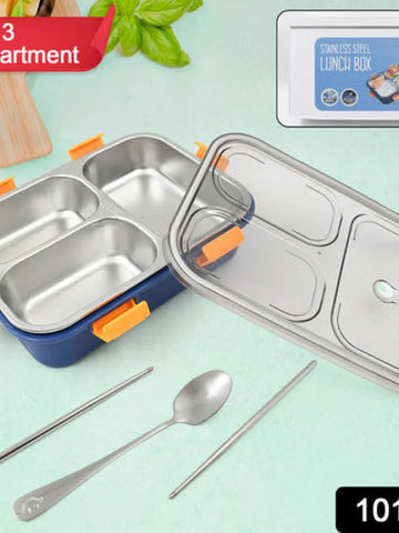 3-Compartment Stainless Steel Lunch Box