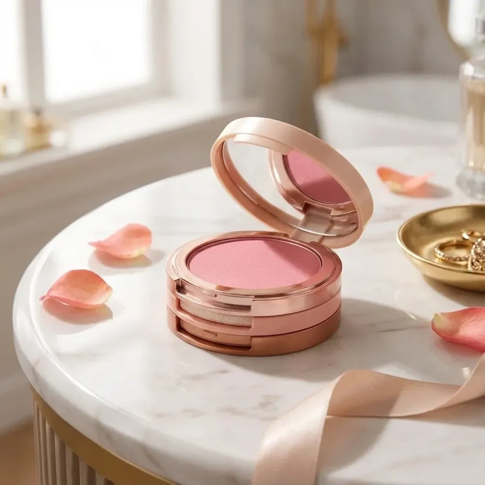 3-in-1 blusher + highlighter palette