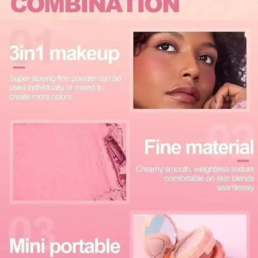 3-in-1 blusher + highlighter palette