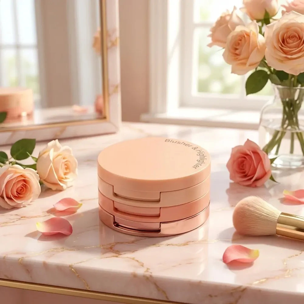 3-in-1 blusher + highlighter palette