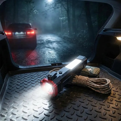 3-in-1 emergency flashlight with power bank & window breaker