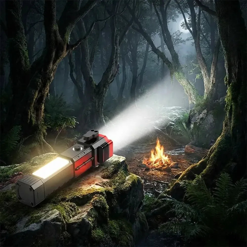 3-in-1 emergency flashlight with power bank & window breaker