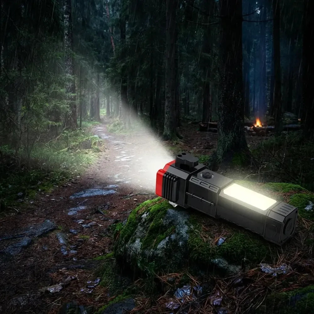 3-in-1 emergency flashlight with power bank & window breaker