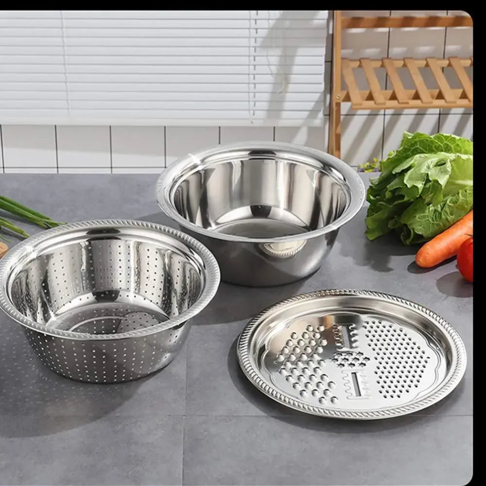 3-in-1 grater & strainer basin