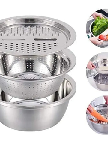 3-in-1 Grater & Strainer Basin