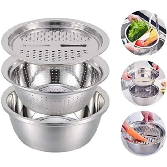 3-in-1 grater & strainer basin
