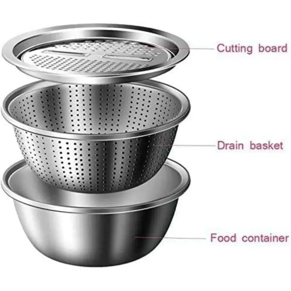 3-in-1 grater & strainer basin