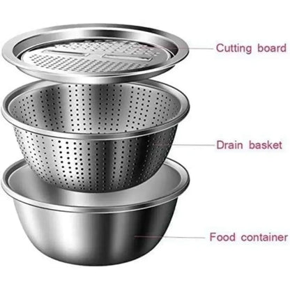 3-in-1 grater & strainer basin