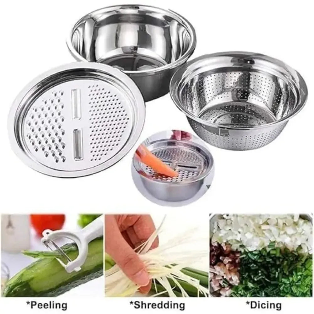 3-in-1 grater & strainer basin