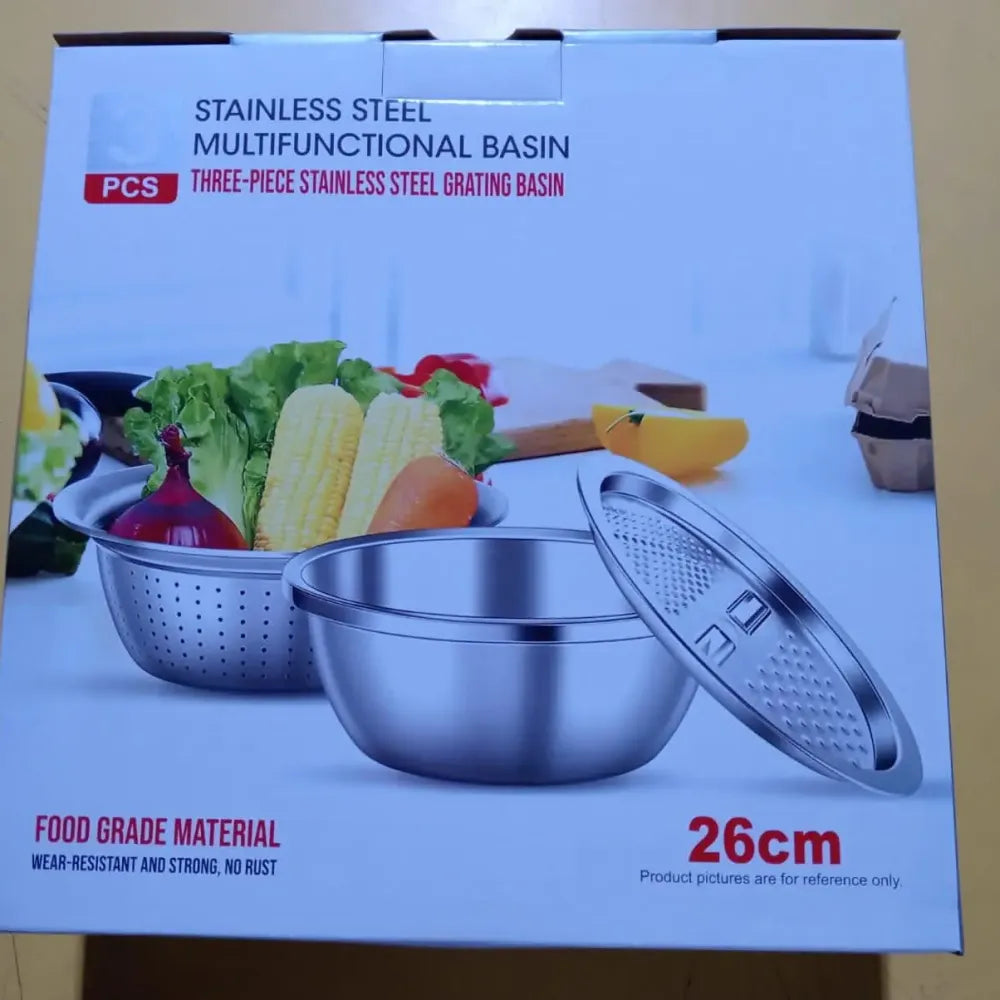 3-in-1 grater & strainer basin