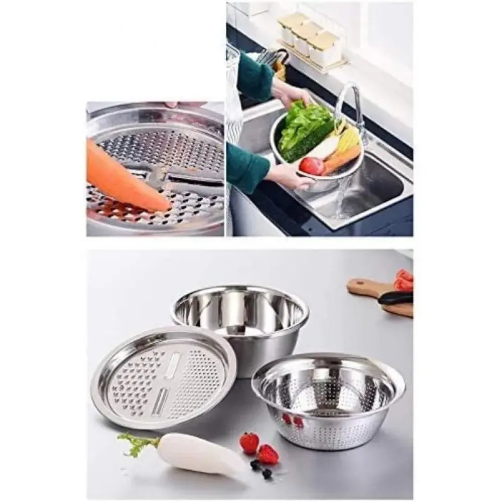 3-in-1 grater & strainer basin