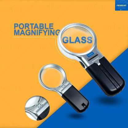 3 in 1 portable magnifying lens hand-held folding magnifier glass with led lights