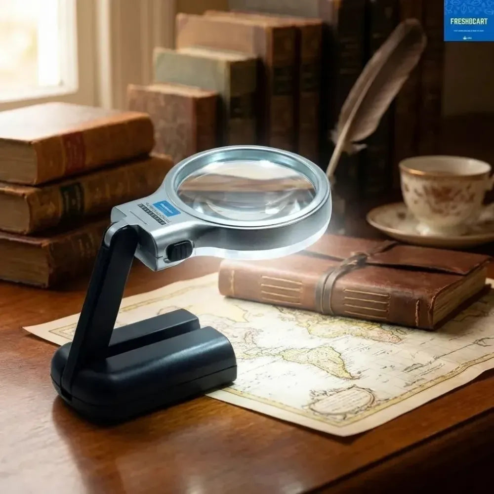 3 in 1 portable magnifying lens hand-held folding magnifier glass with led lights