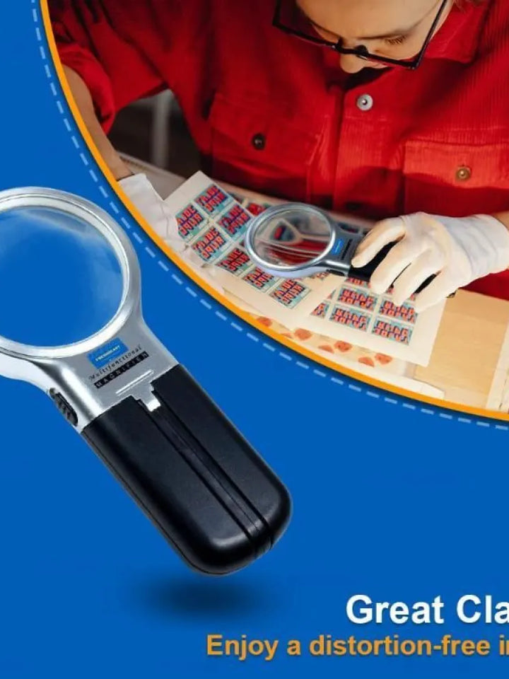 3 in 1 Portable Magnifying Lens Hand-Held Folding Magnifier Glass with LED Lights