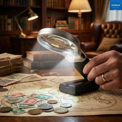 3 in 1 portable magnifying lens hand-held folding magnifier glass with led lights