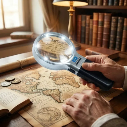 3 in 1 portable magnifying lens hand-held folding magnifier glass with led lights