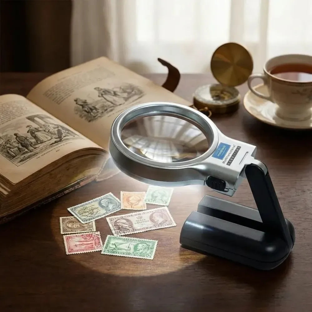 3 in 1 portable magnifying lens hand-held folding magnifier glass with led lights