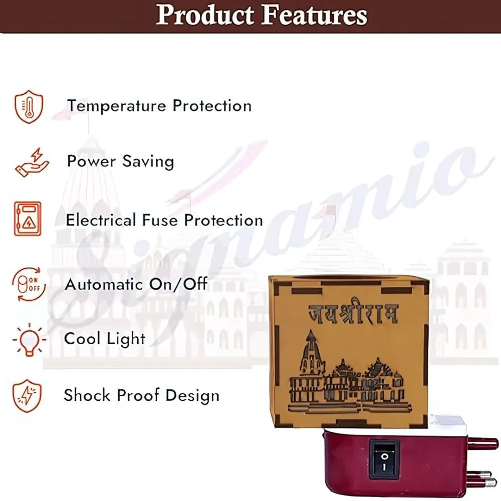 3-in-1 ram mandir aroma burner & night lamp