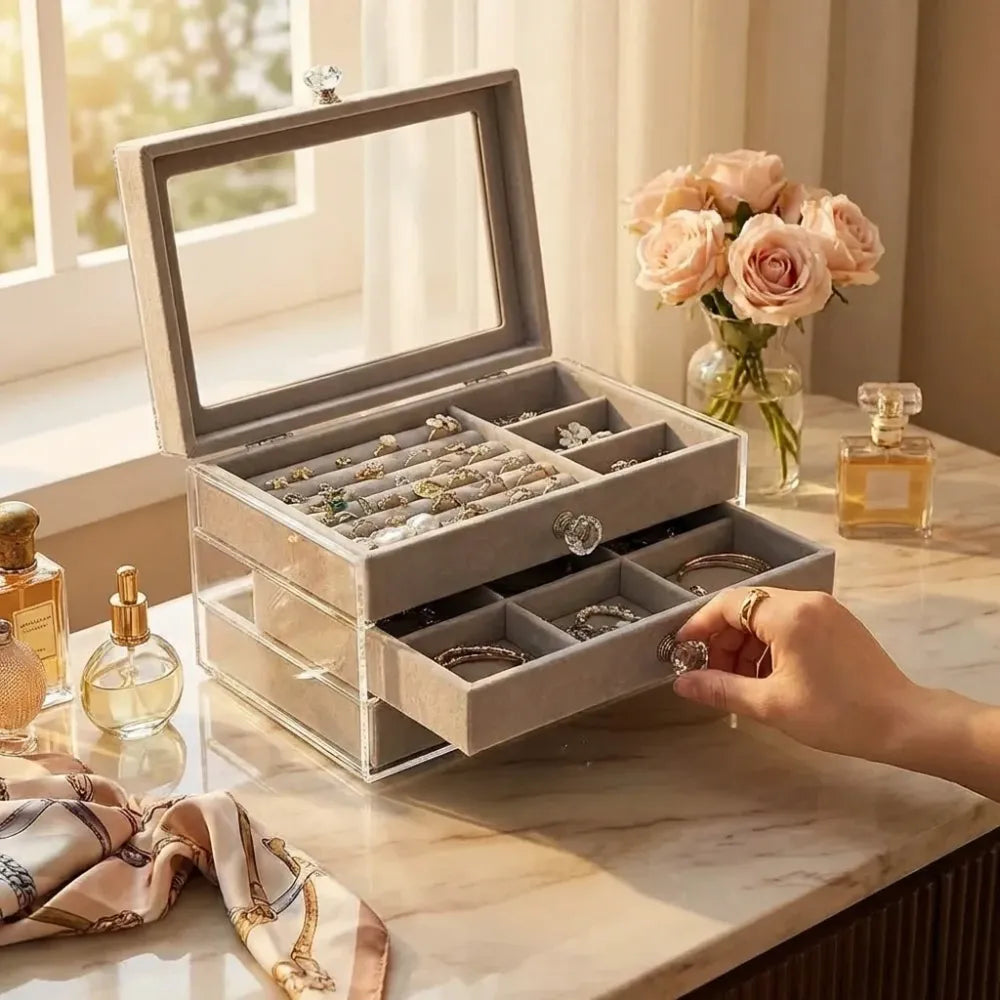 3 layer jewellery storage box