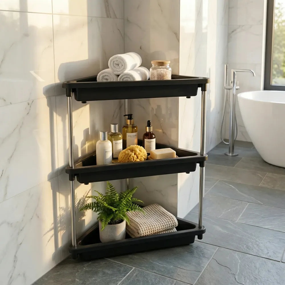 3-layer multipurpose plastic corner storage rack - home & kitchen