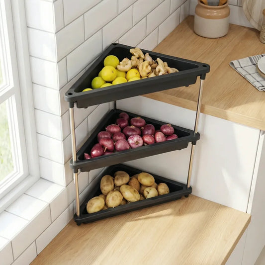 3-layer multipurpose plastic corner storage rack - home & kitchen