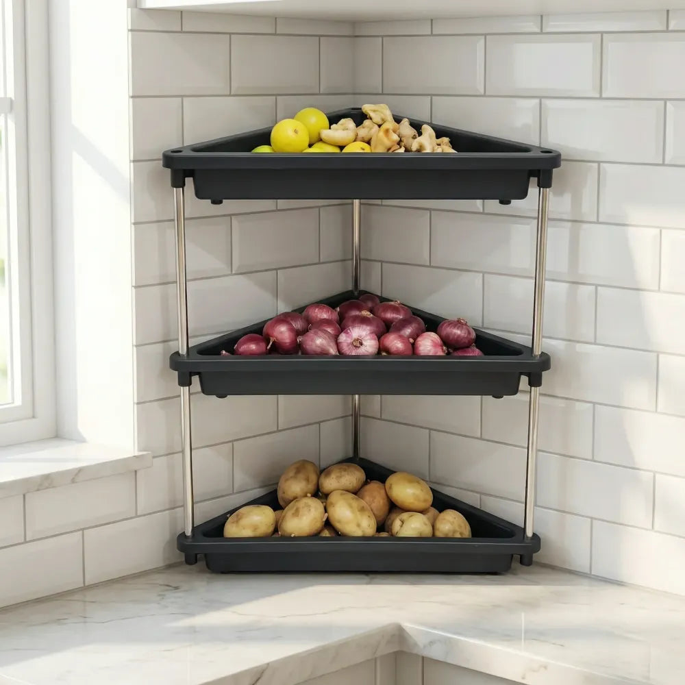 3-layer multipurpose plastic corner storage rack - home & kitchen