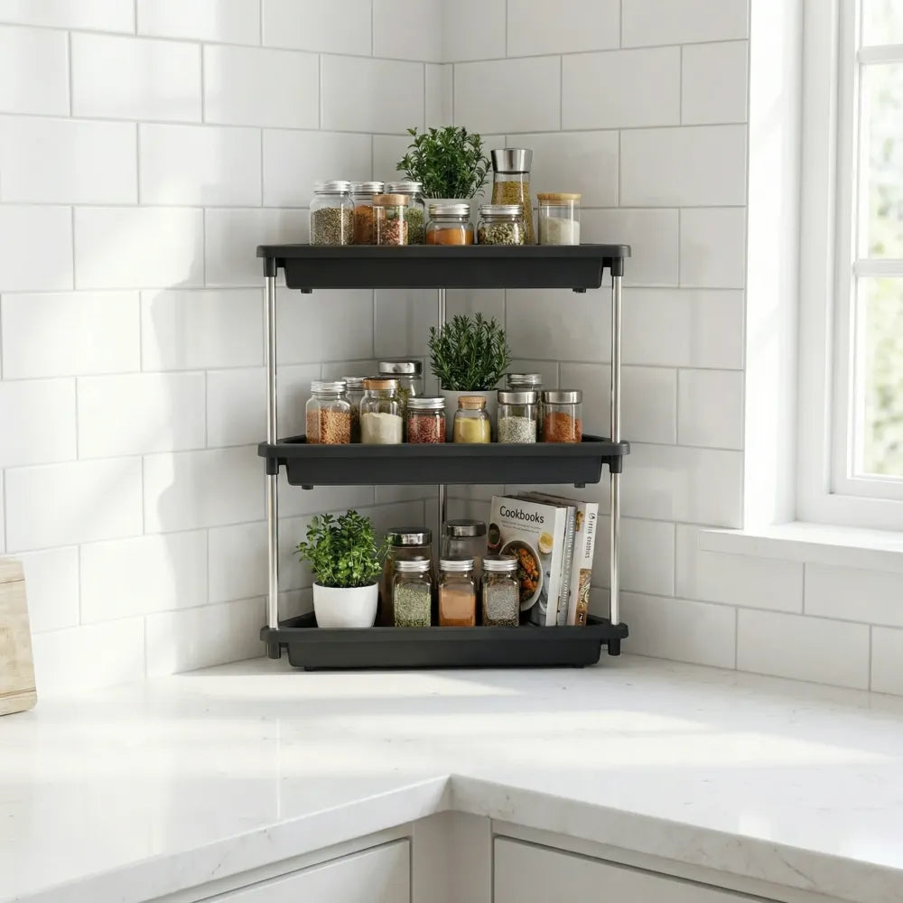 3-layer multipurpose plastic corner storage rack - home & kitchen