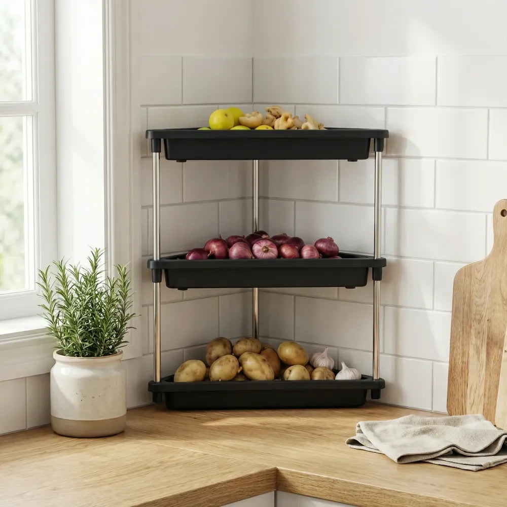 3-layer multipurpose plastic corner storage rack - home & kitchen