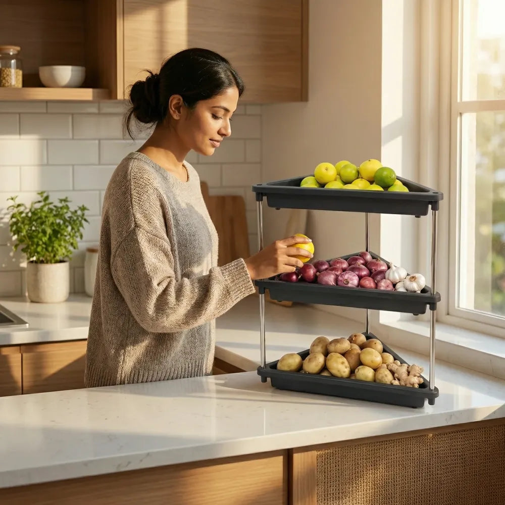 3-layer multipurpose plastic corner storage rack - home & kitchen