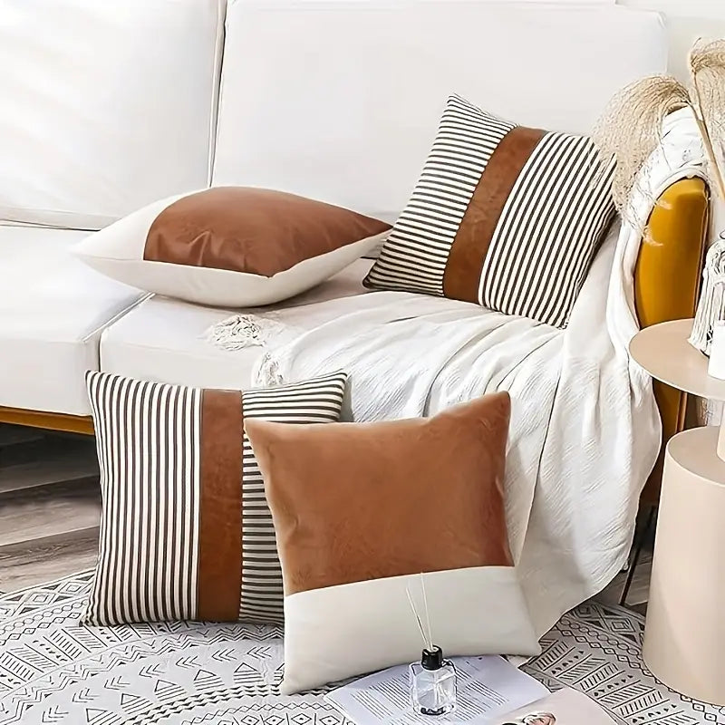 Luxury leather & cotton pillow covers