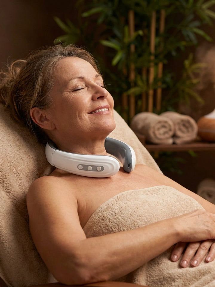 2 Heads Smart Electric Neck And Back Pulse Massager (1 Pc  Mix Design)