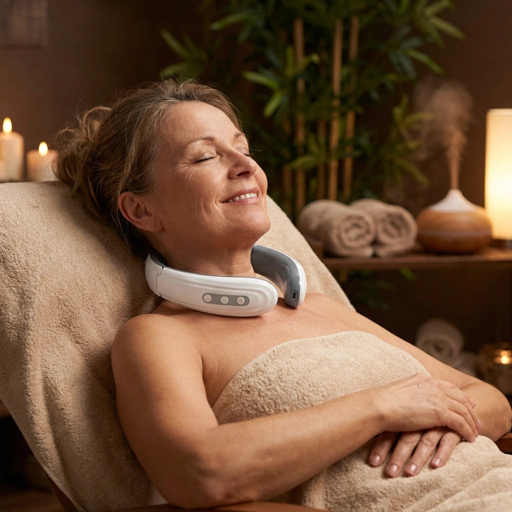 2 Heads Smart Electric Neck And Back Pulse Massager (1 Pc  Mix Design)