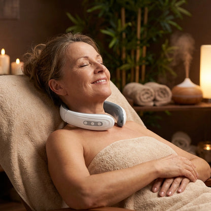 2 Heads Smart Electric Neck And Back Pulse Massager (1 Pc  Mix Design)