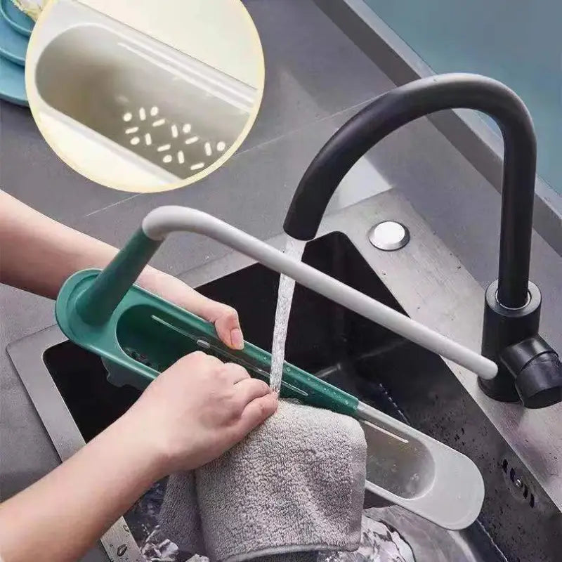 Adjustable sink storage rack