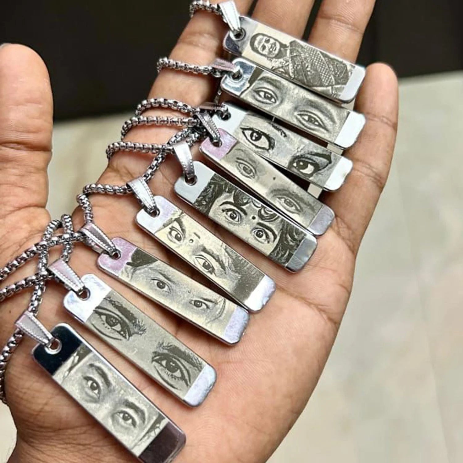 Custom engraved eye necklace
